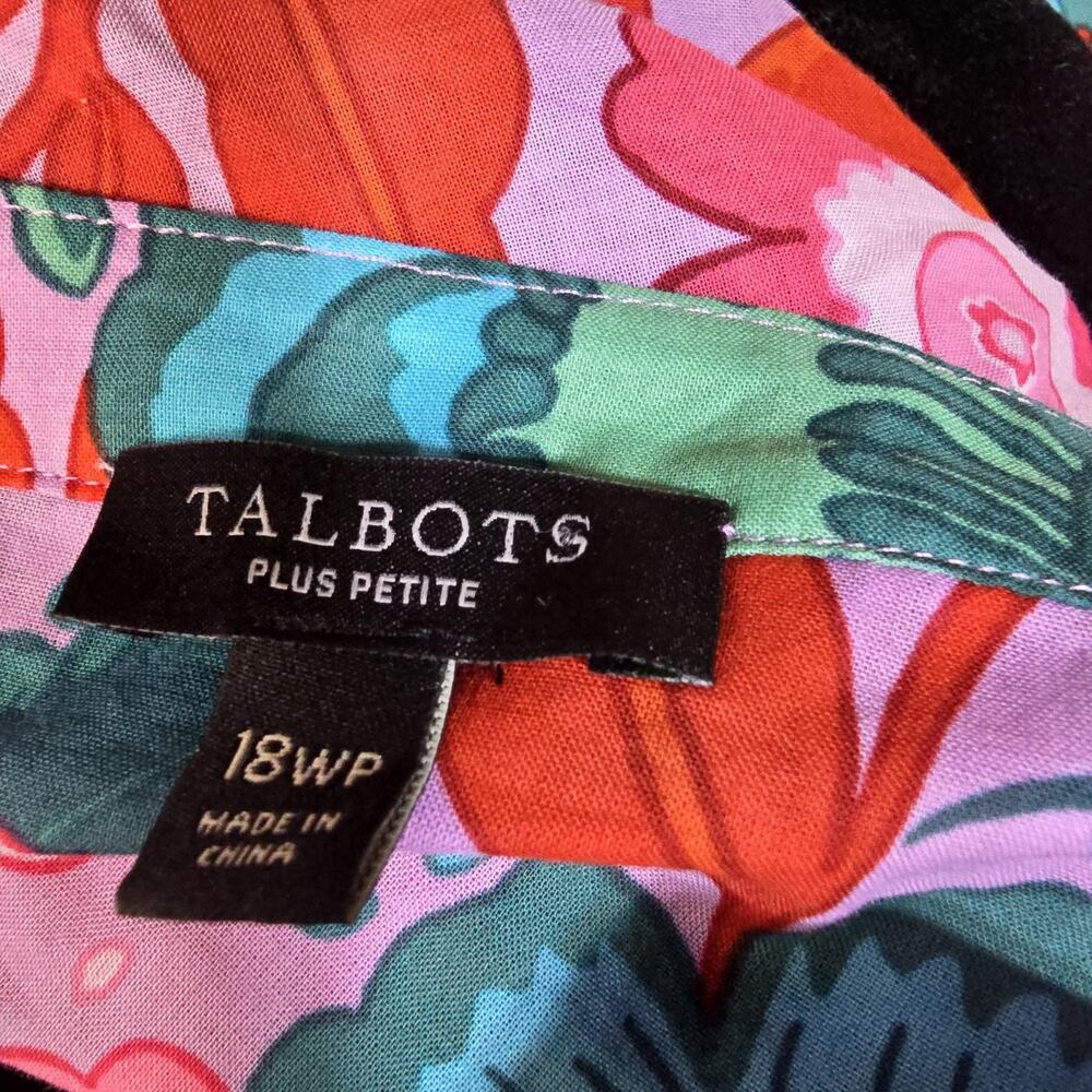 Talbots Pink Floral Shirt Midi Dress Cotton Lined Plus Petite 18W - Picture 10 of 13